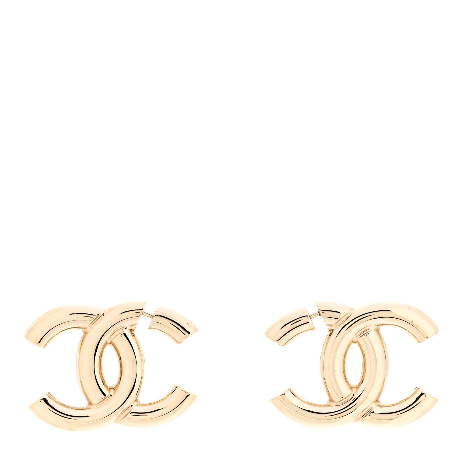 Chanel Metal Large CC Earrings Light Gold 1 of 4