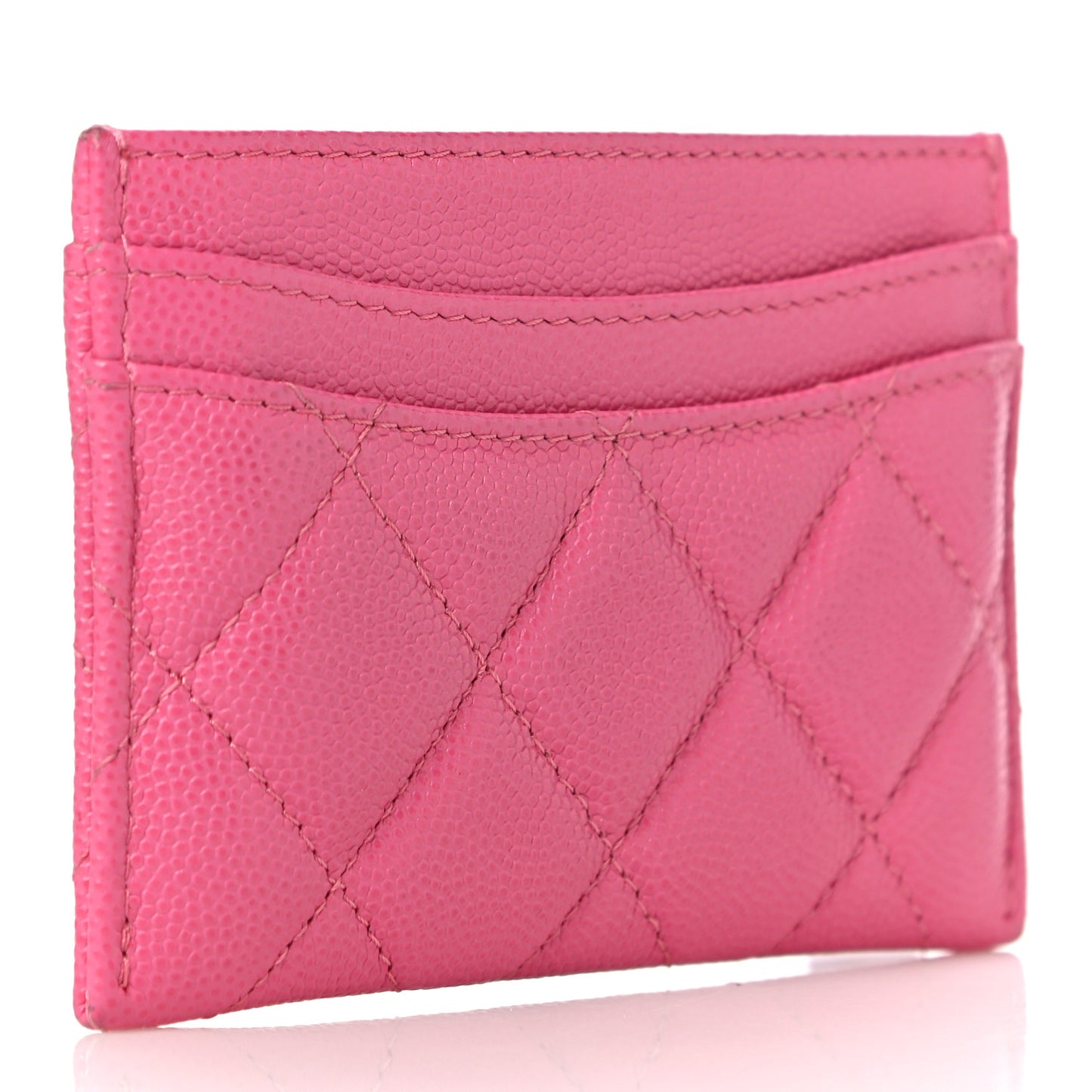 Caviar Quilted Card Holder Pink