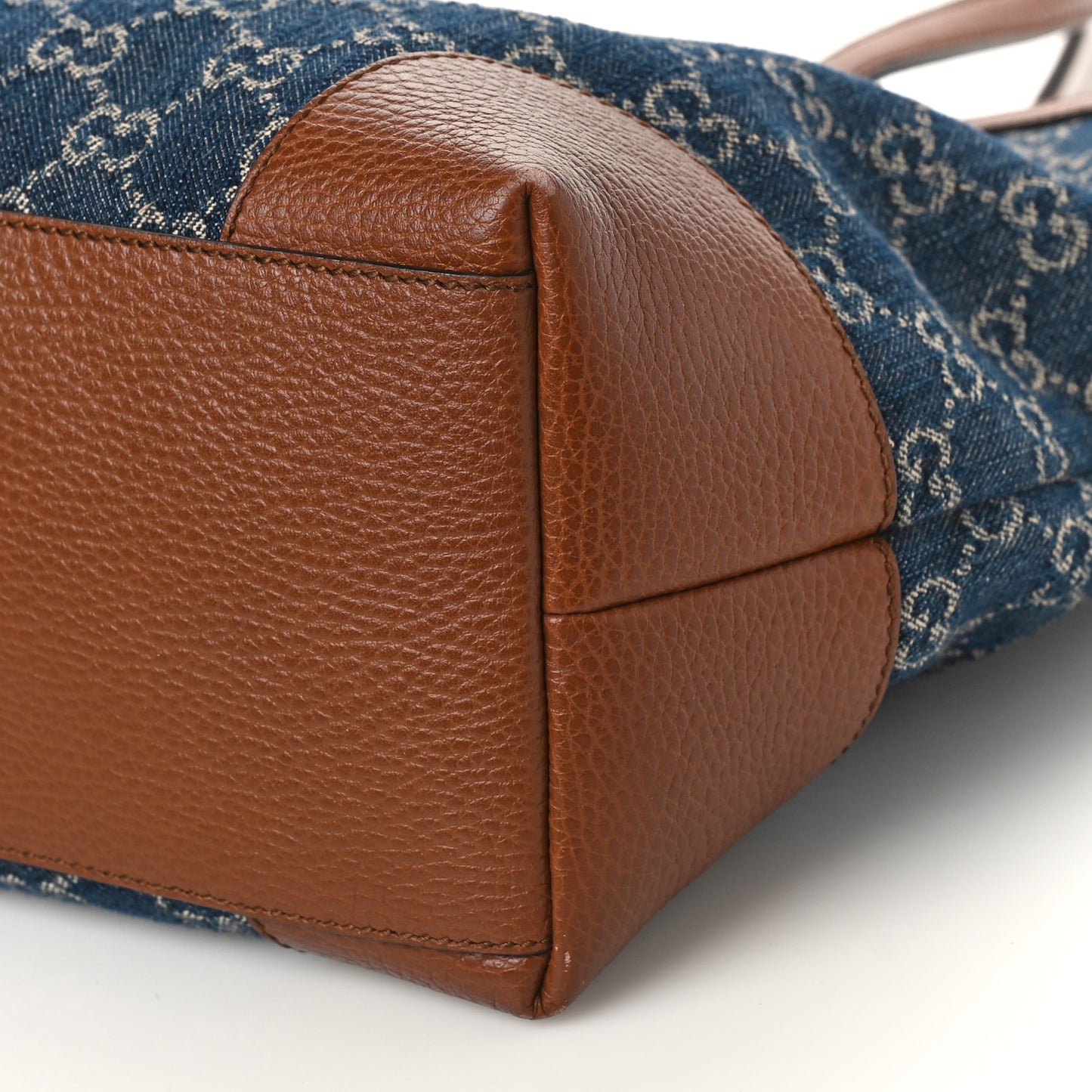 New Denim GG Monogram Medium Ophidia Shopping Tote Blue Tea Cuir