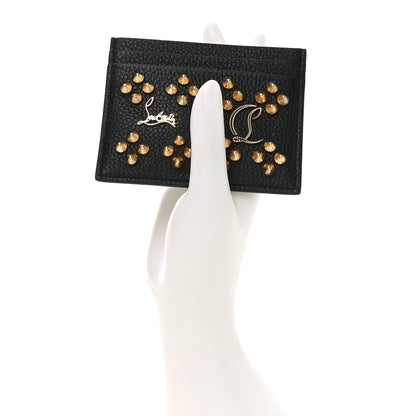 Christian Louboutin Calfskin Kios Studded Card Holder Black Gold 2 of 7
