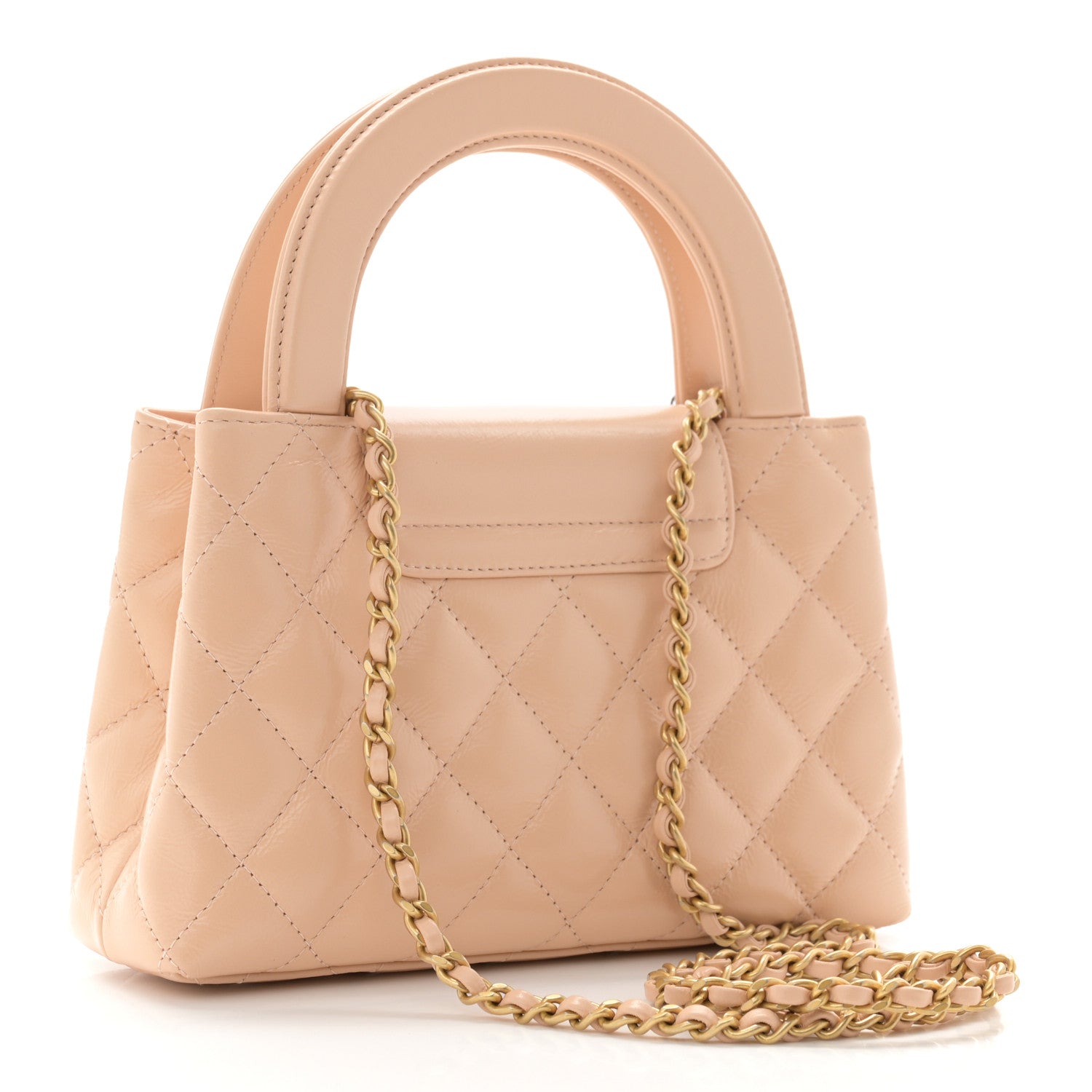 Chanel Shiny Aged Calfskin Quilted Nano Kelly Shopper Beige 3 of 11