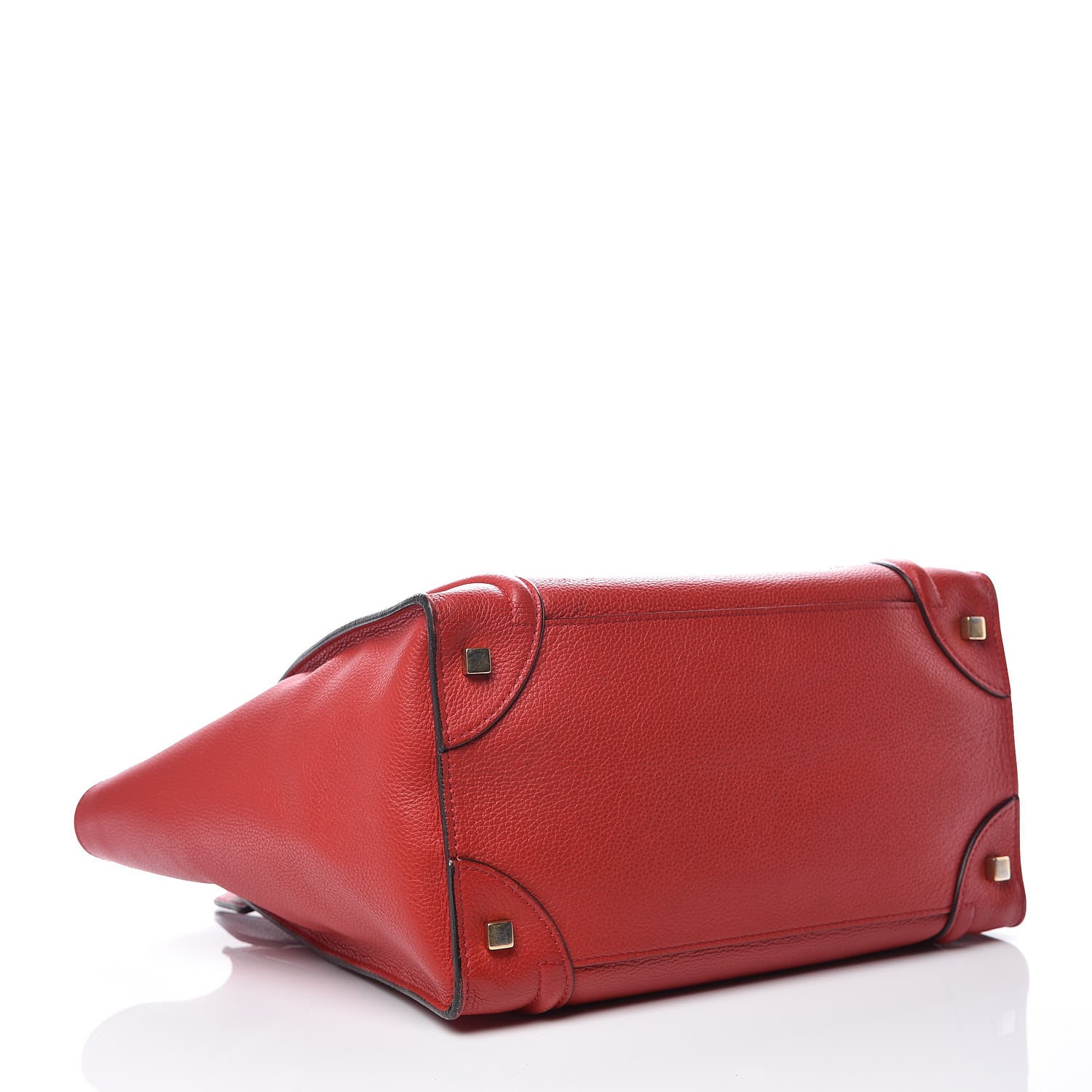 Celine Drummed Calfskin Mini Luggage Coquelicot 4 of 12