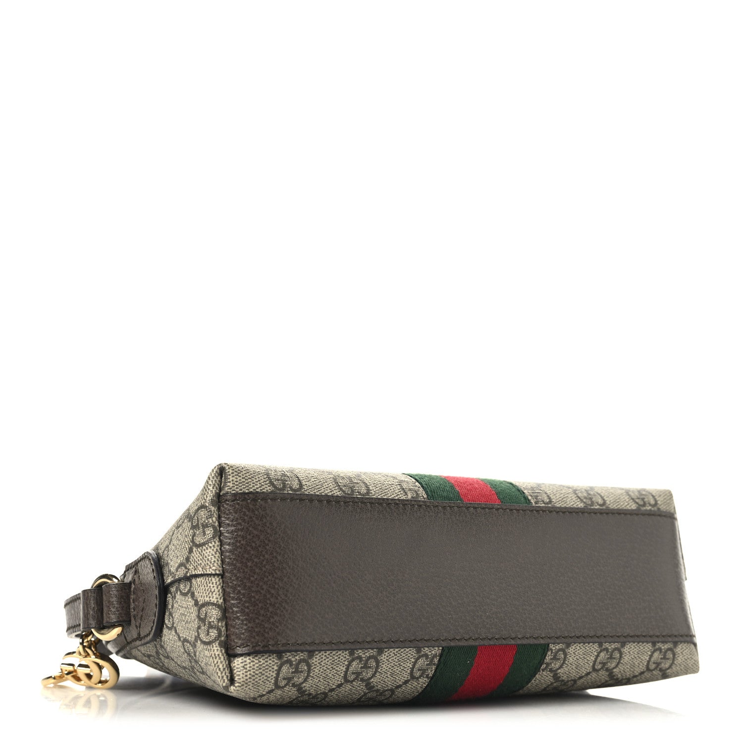 Gucci GG Supreme Monogram Textured Dollar Calfskin Web Small Ophidia Dome Shoulder Bag Beige Ebony New Acero 4 of 12