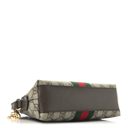 Gucci GG Supreme Monogram Textured Dollar Calfskin Web Small Ophidia Dome Shoulder Bag Beige Ebony New Acero 4 of 12