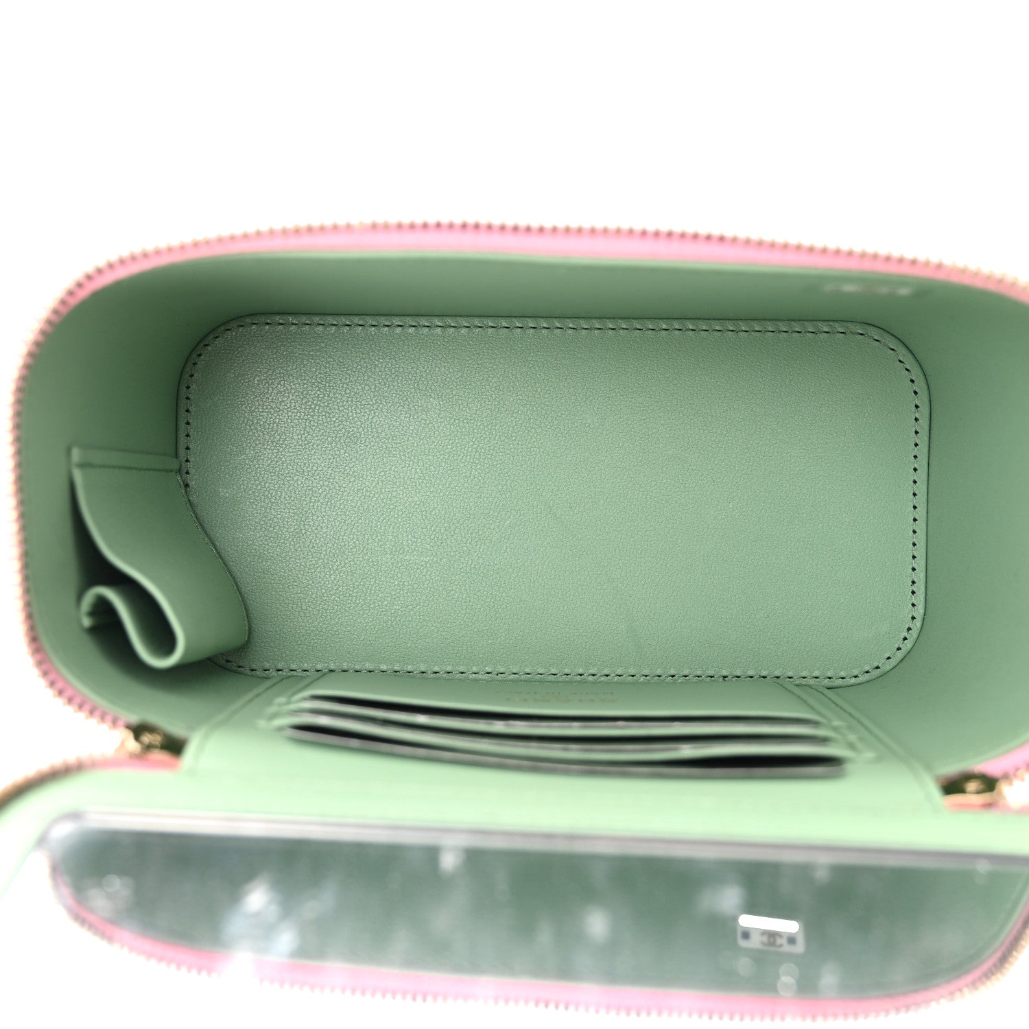 Chanel Lambskin Quilted Small Top Handle Vanity Case With Chain Lilac Light Green 5 of 11