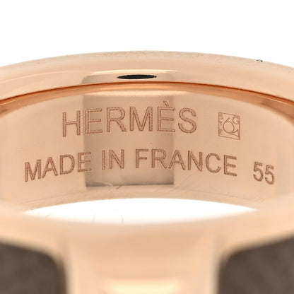 Hermes Madame Calfskin Athena Simple Stud Ring 55 7.25 Etoupe 4 of 5