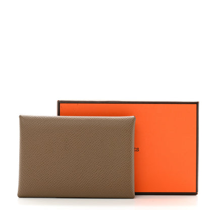 Hermes Epsom Calvi Duo Card Case Etoupe 7 of 7