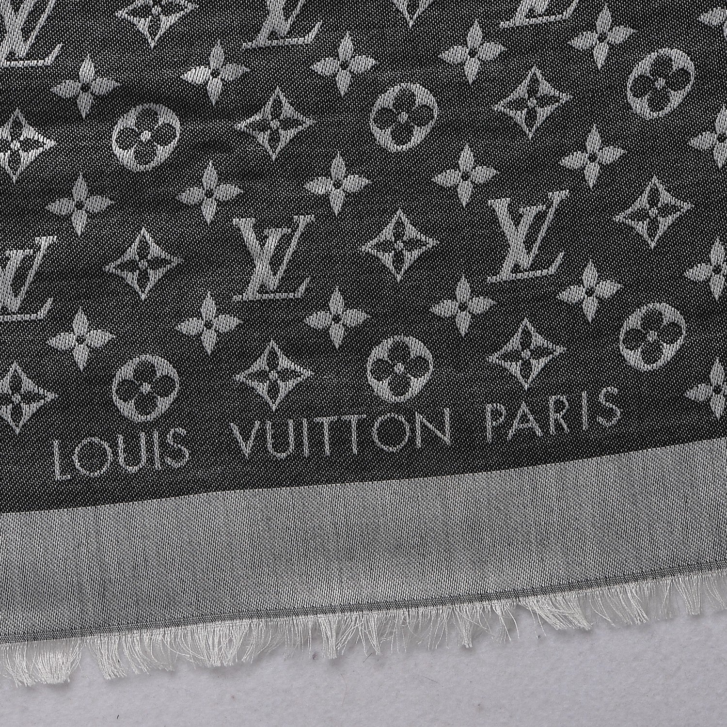 Louis Vuitton Silk Wool Monogram Denim Shawl Black 4 of 5