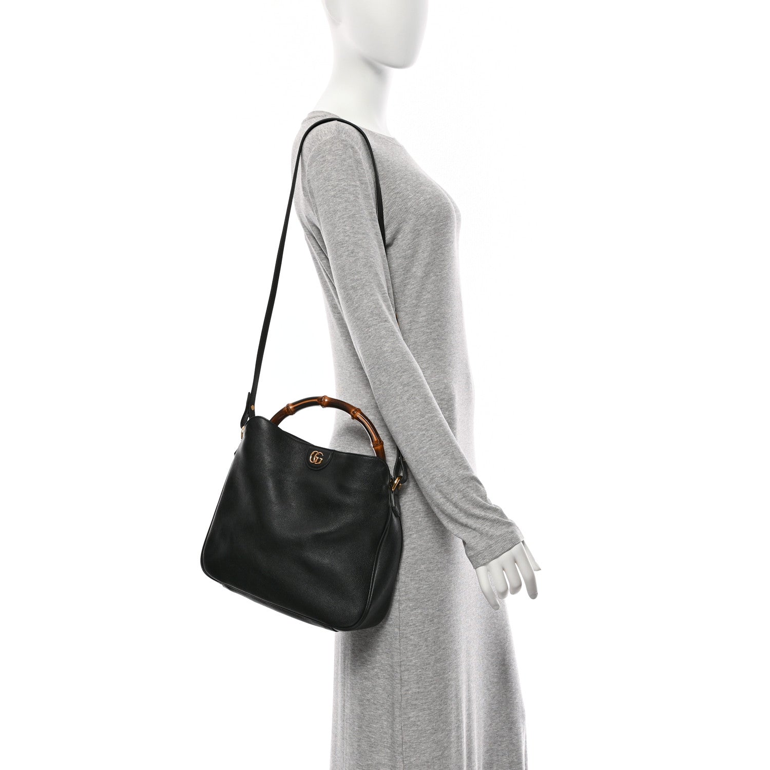 Gucci Softy Wonka Textured Dollar Calfskin Medium Diana Shoulder Bag Black 2 of 11