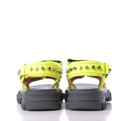 Gucci Technical Canvas Calfskin Studded Mens Aguru Sandals 12 Neon Yellow 5 of 9