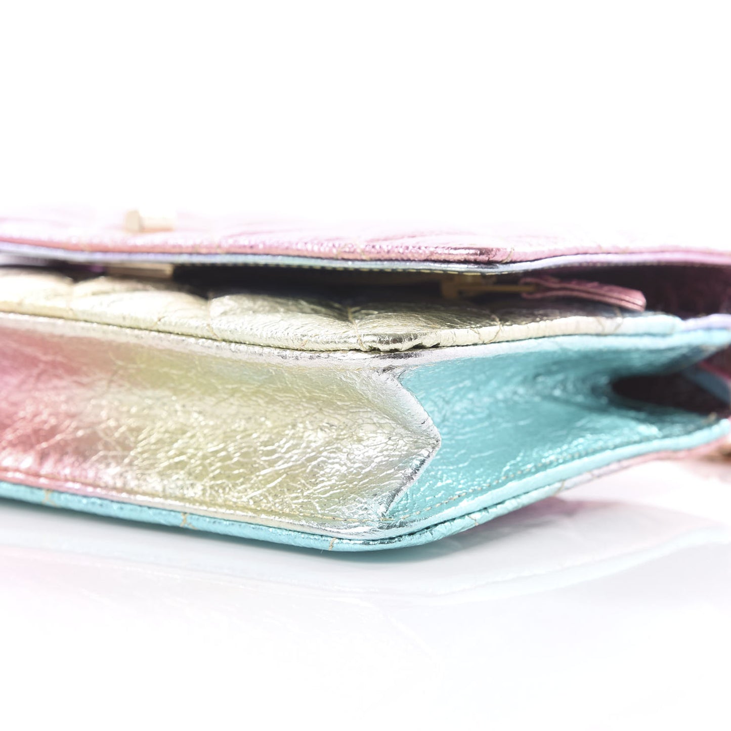 Metallic Goatskin Quilted 2.55 Reissue Wallet on Chain WOC Multicolor