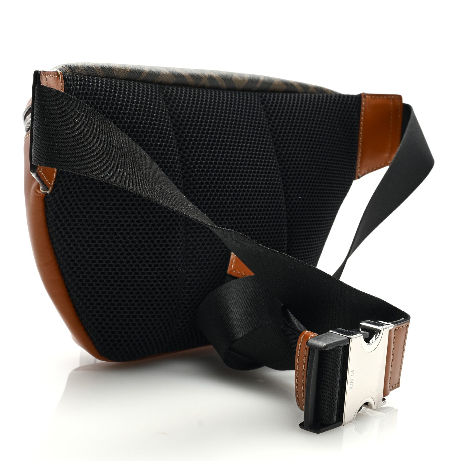 Fendi Glazed Fabric Vitello King FF 1974 Diagonal Belt Bag Tobacco Moro Cuoio 2 of 8