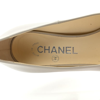 Chanel Lambskin Peep Toe CC Pumps 37 Grey 9 of 11