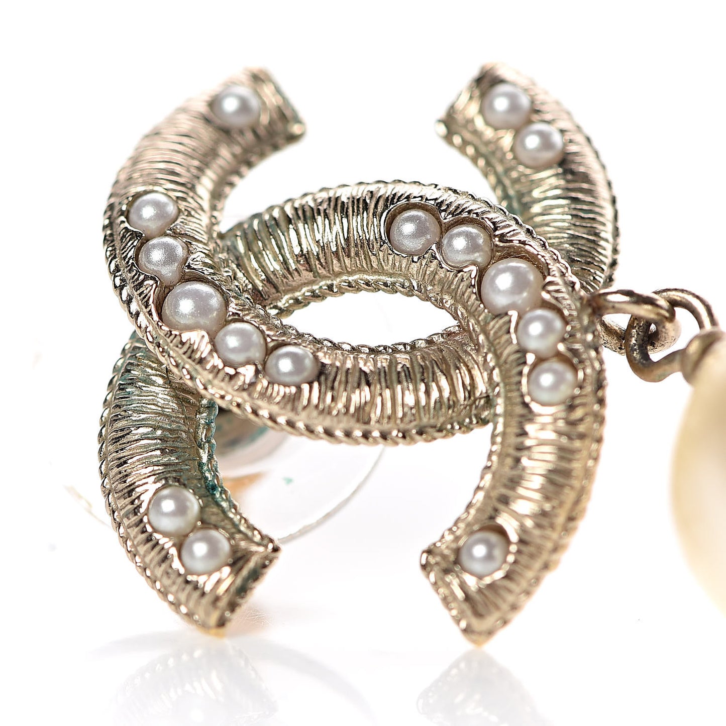 Pearl CC Drop Earrings Gold