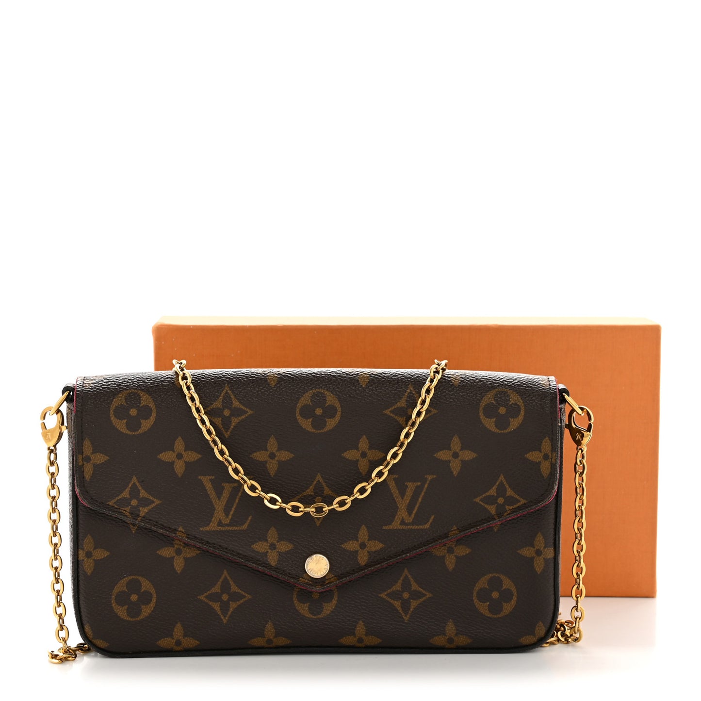 Monogram Pochette Felicie Chain Wallet Fuchsia