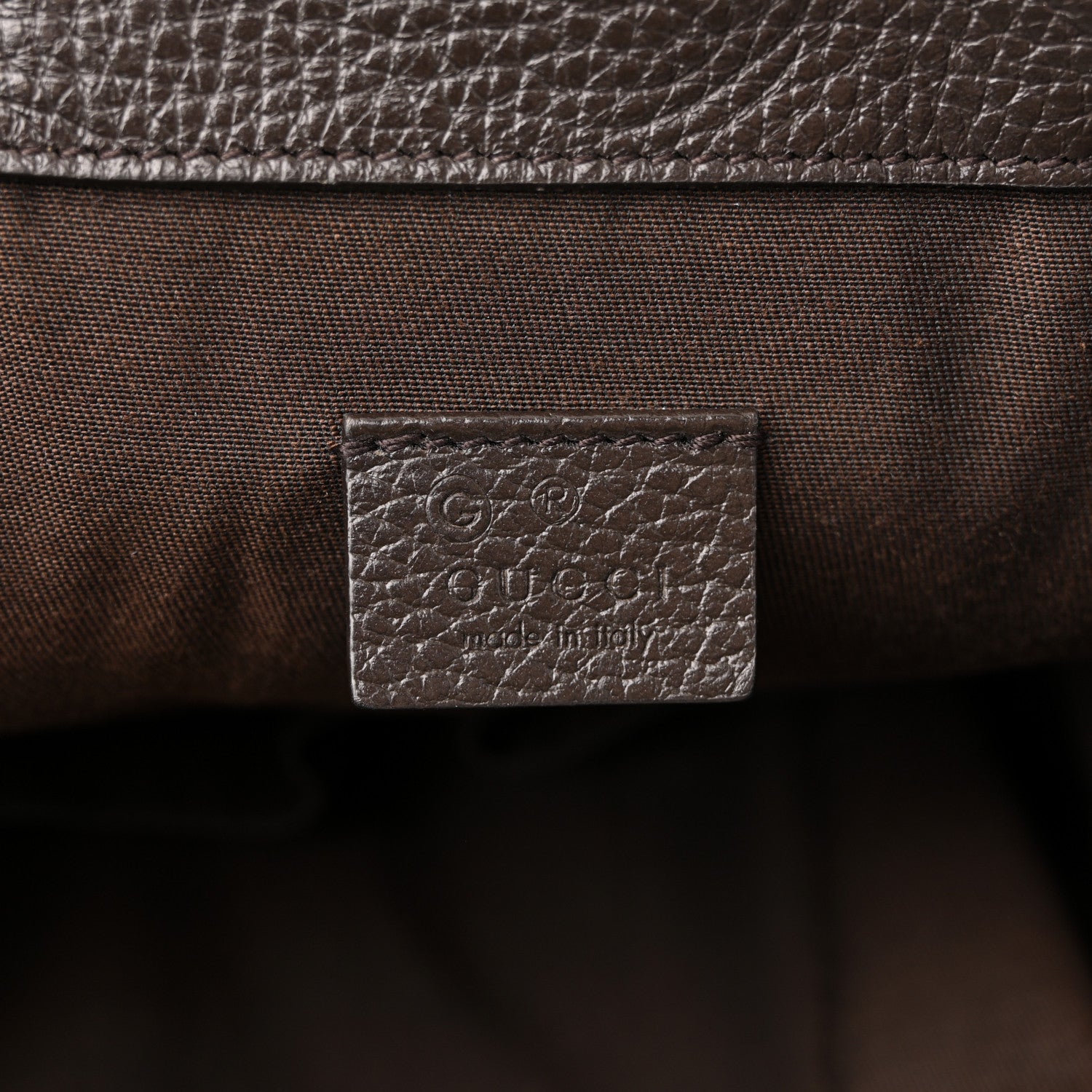 Gucci Monogram Dollar Calfskin O Drawstring Backpack Beige Ebony Testa di Moro Dark Chocolate 5 of 13