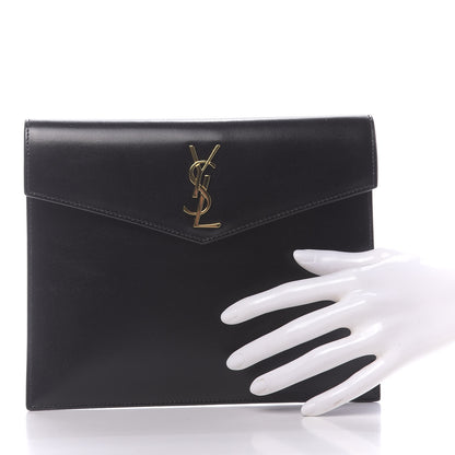 Saint Laurent Smooth Shiny Calfskin Monogram Uptown Baby Pouch Black 2 of 9