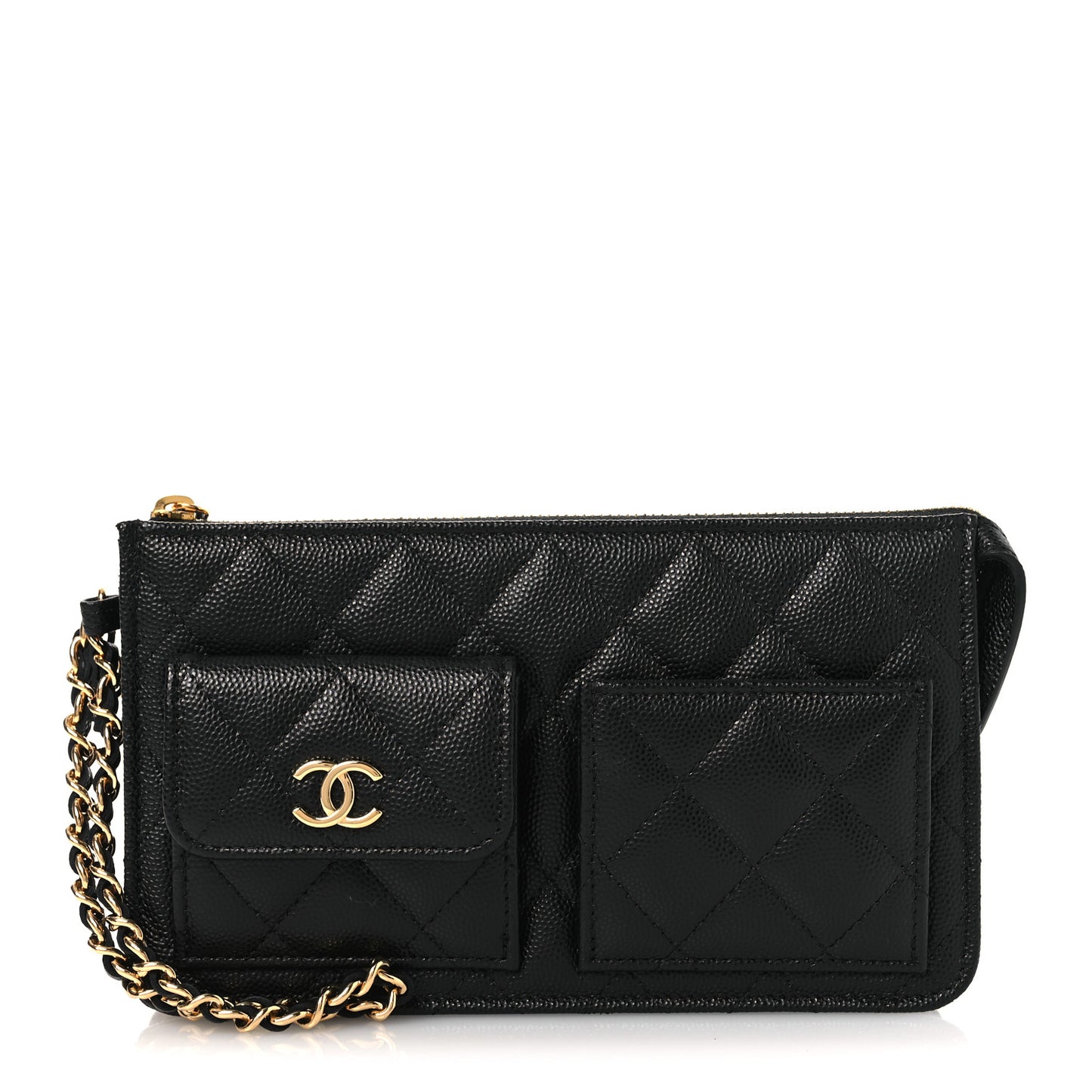 Caviar Quilted Polly Pocket Pouch Black