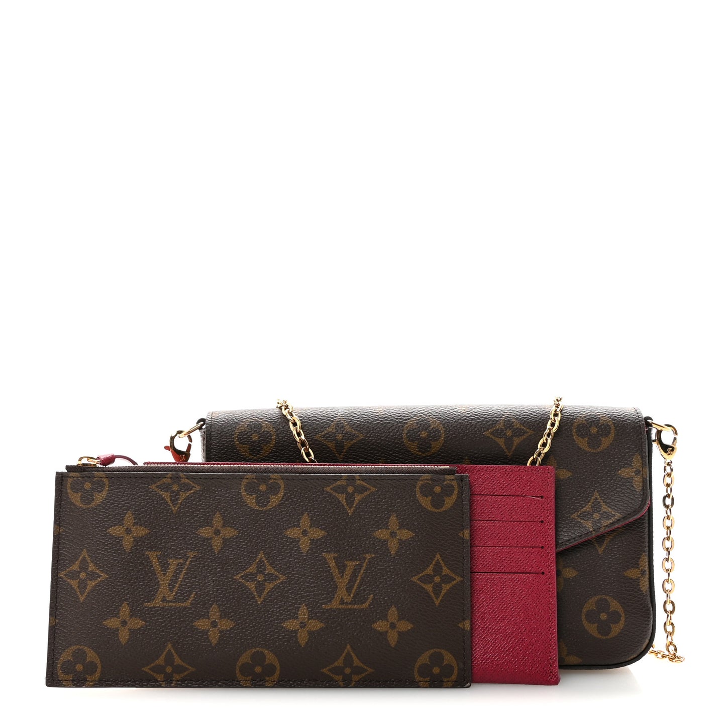 Monogram Pochette Felicie Chain Wallet Fuchsia