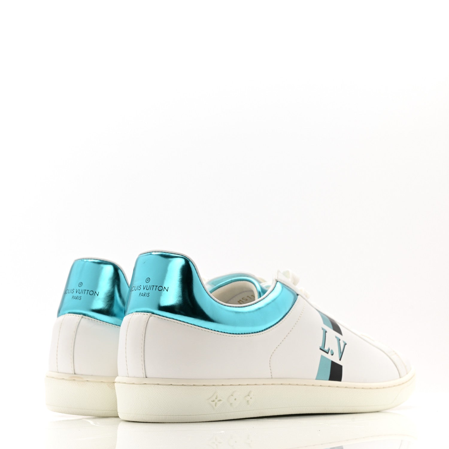 Louis Vuitton Calfskin Mens Luxembourg Sneakers 9.5 White Bleu 5 of 10