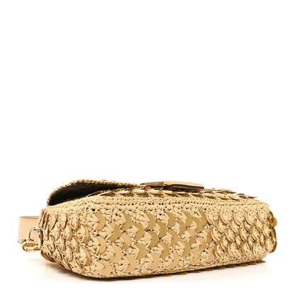 Fendi Sequin Macrame Baguette Beige Gold 4 of 11