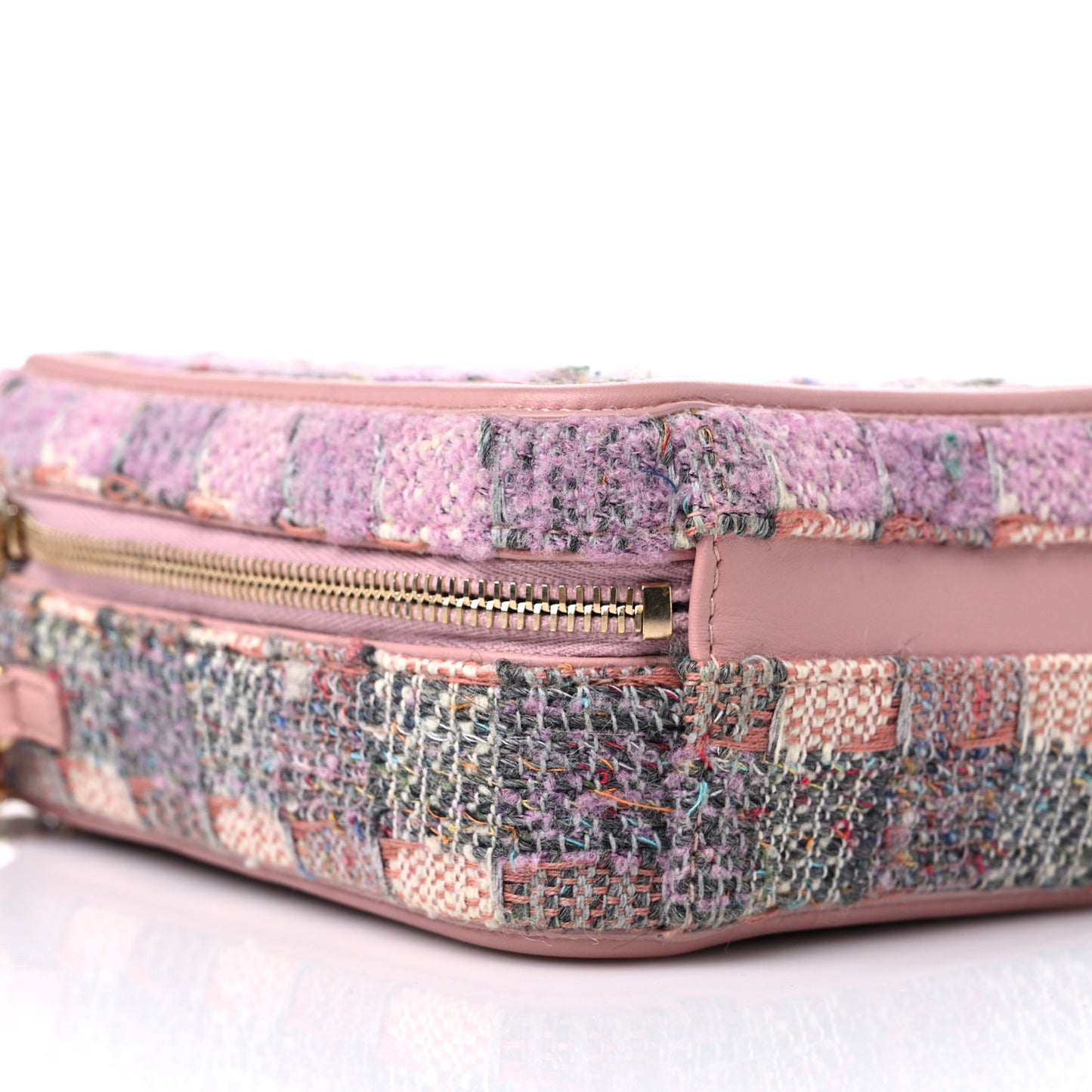 Tweed Quilted CC North South Filigree Vanity Case Pink