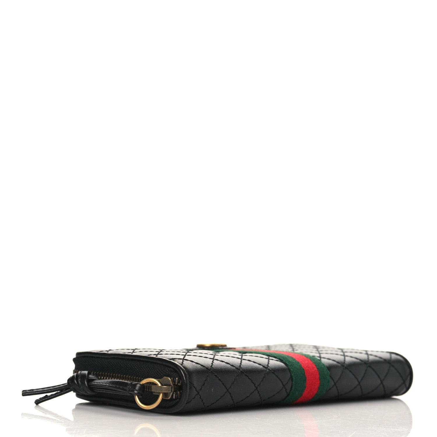 Gucci Calfskin Web Trapuntata GG Zip Around Wallet Black 4 of 6