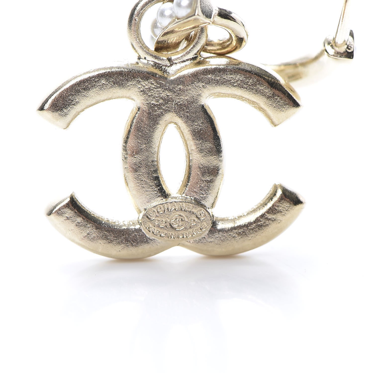 Chanel Pearl CC Hoop Drop Earring Gold 4 of 5