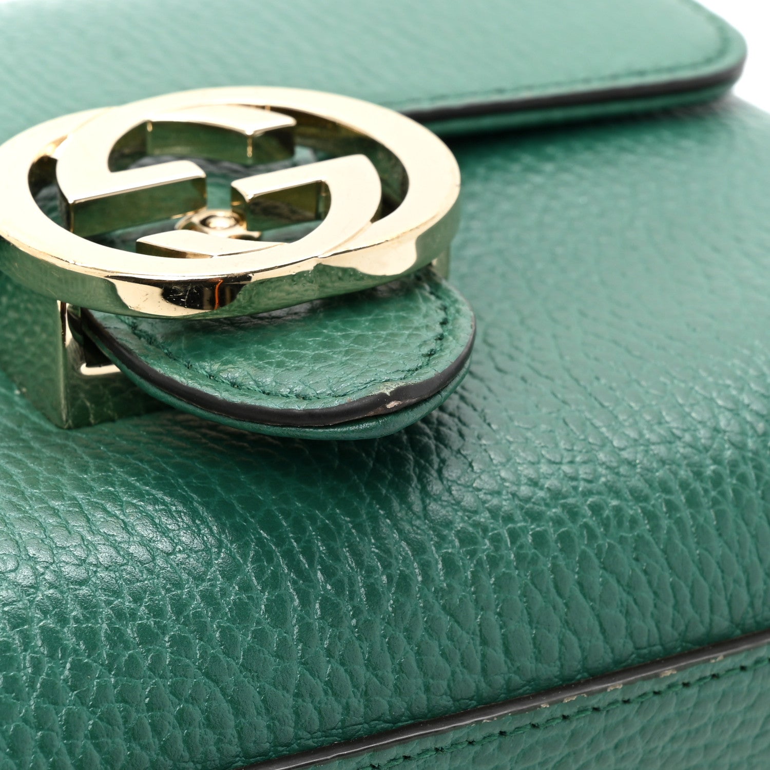 Gucci Dollar Calfskin Interlocking G Crossbody Bag Emerald 13 of 18