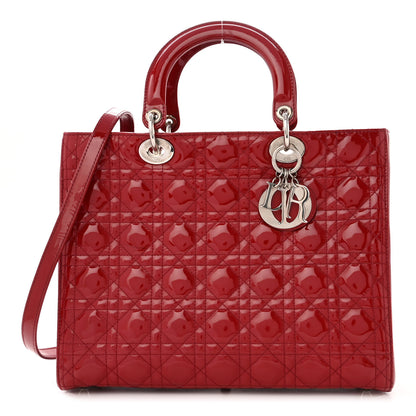 Christian Dior Patent Cannage Large Lady Dior Red 1 of 11