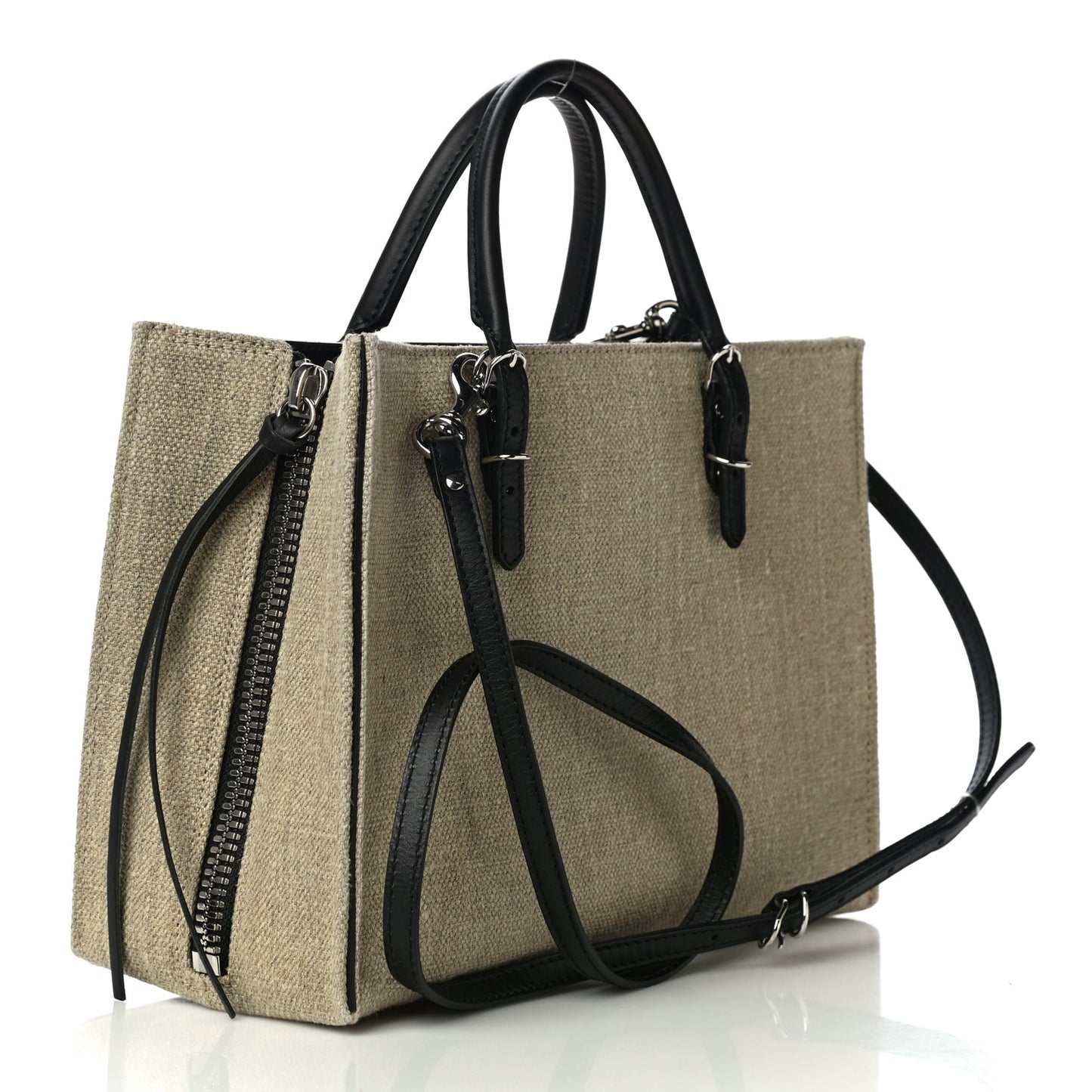 Canvas Papier A6 Zip Around Tote Beige Black