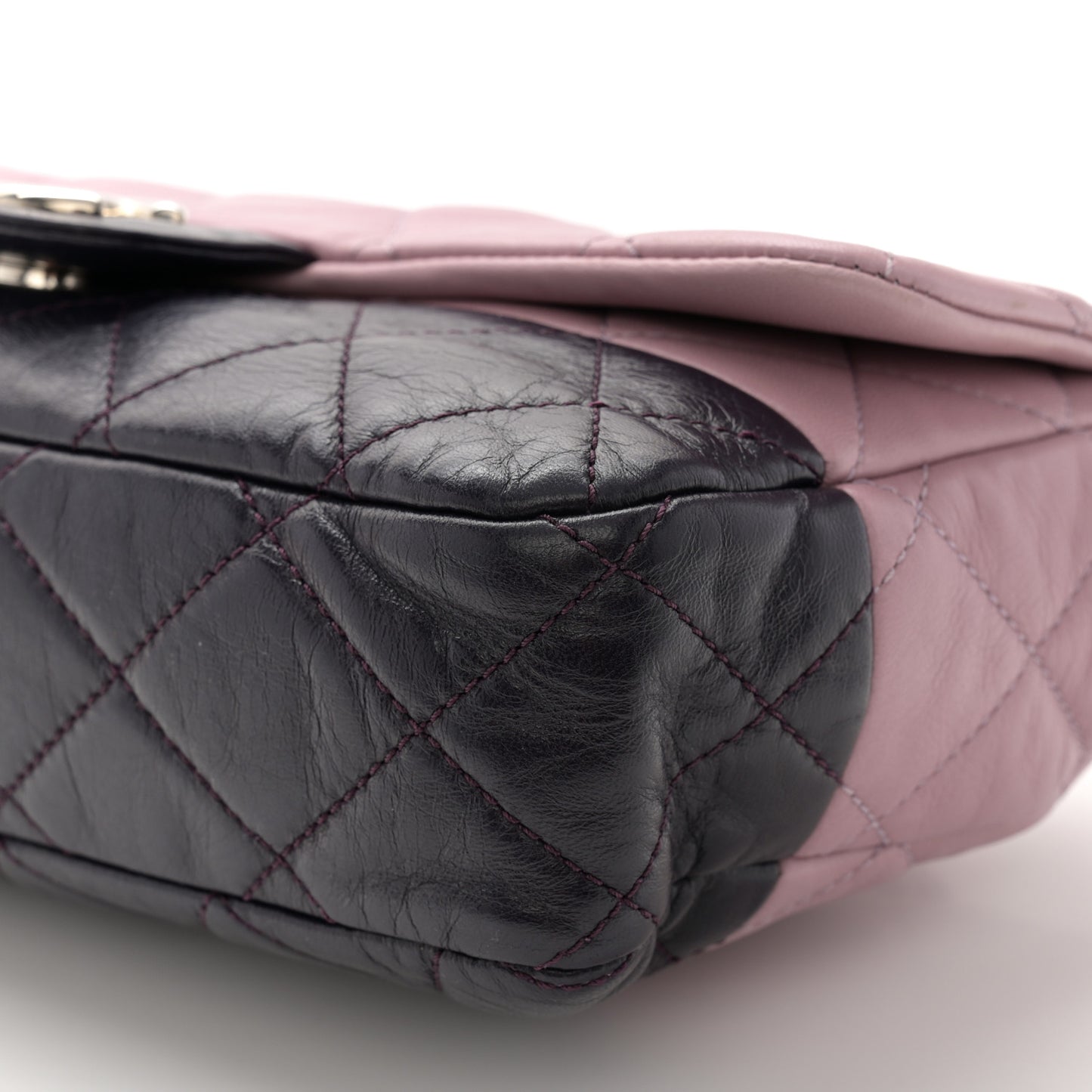 Lambskin Quilted Bi-Color Medium Single Flap Light Purple