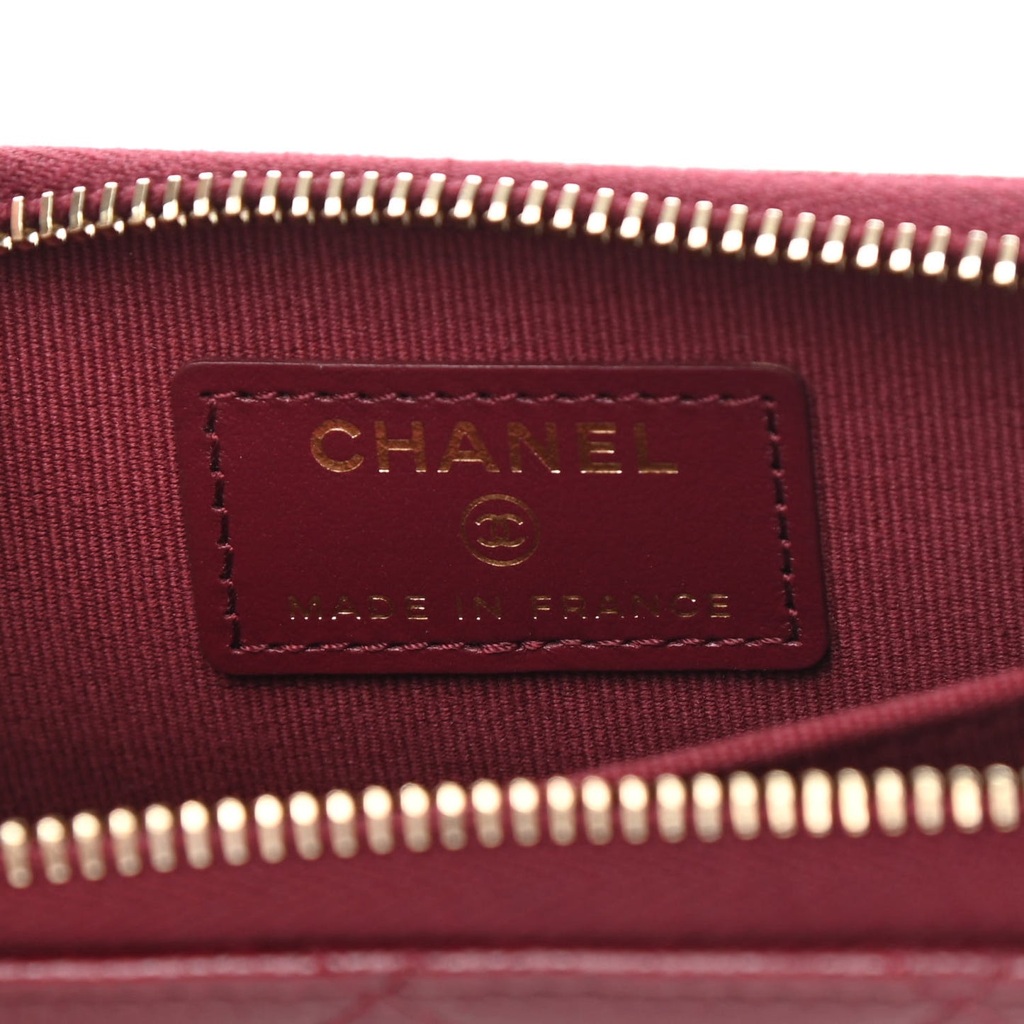 Caviar Quilted Zip Around Coin Purse Burgundy