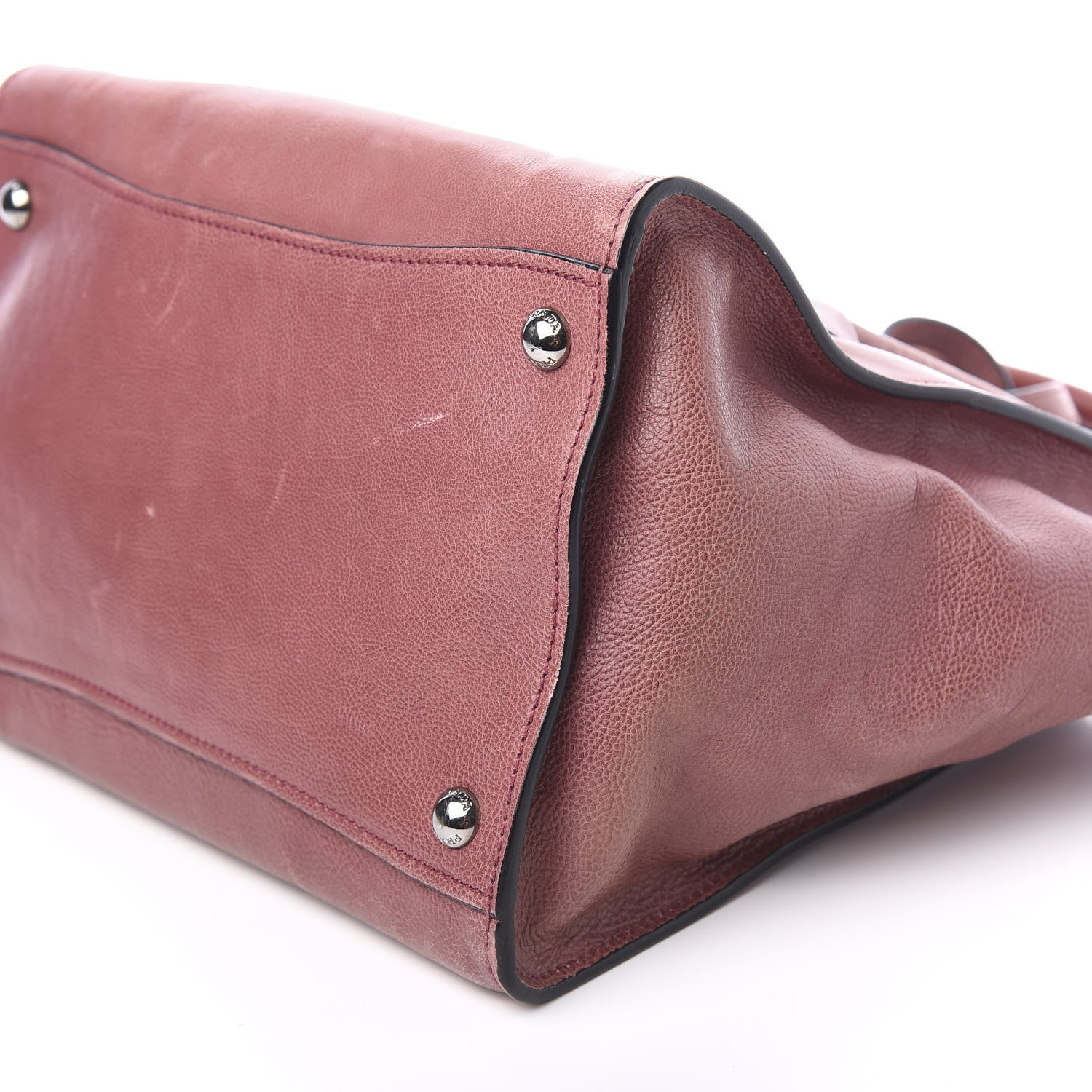 Prada Glace Calf Small Twin Pocket Tote Pink 8 of 10