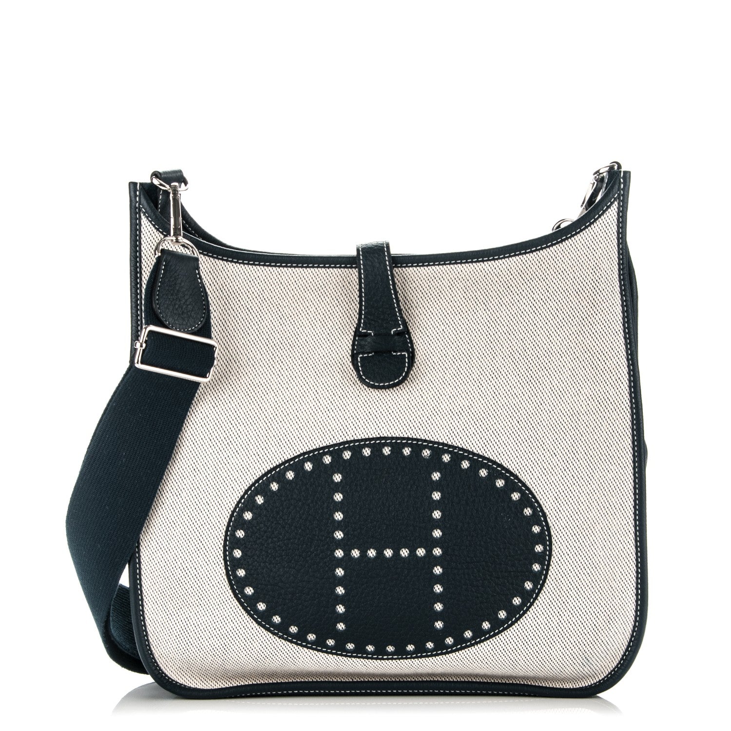 Hermes Toile Taurillon Clemence Evelyne III GM Bleu de Prusse 1 of 8
