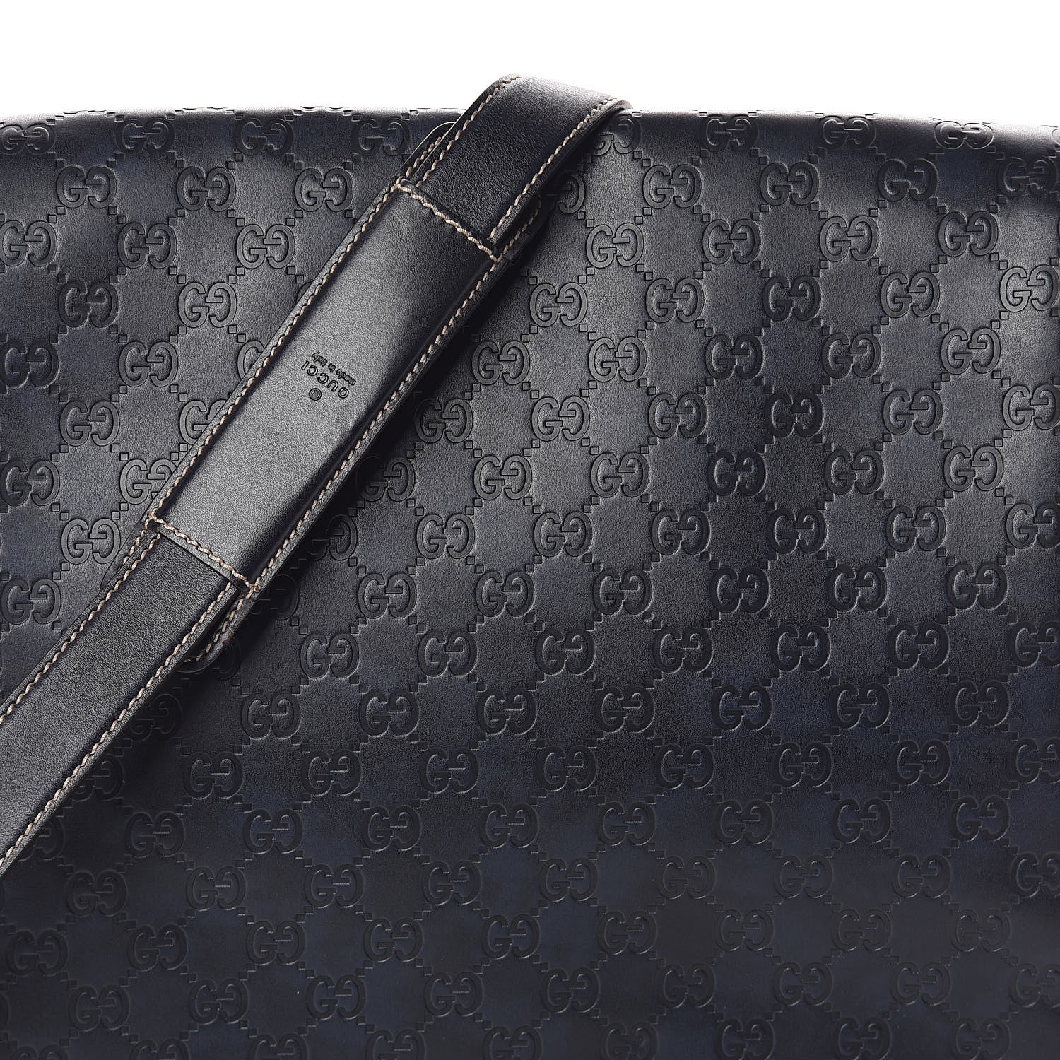 Gucci Guccissima Large Flap Messenger Bag Navy 7 of 9