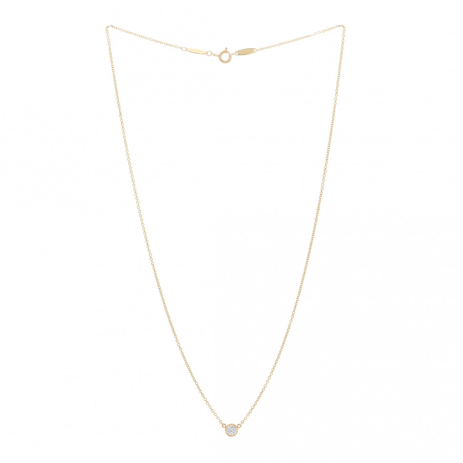 Tiffany 18K Yellow Gold Diamond .17ct Elsa Peretti Diamonds by the Yard Pendant Necklace 3 of 6