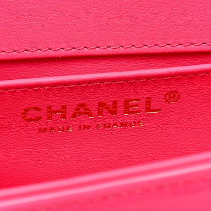 Chanel Patent Calfskin Chevron Quilted Small Boy Flap Neon Pink 6 of 10