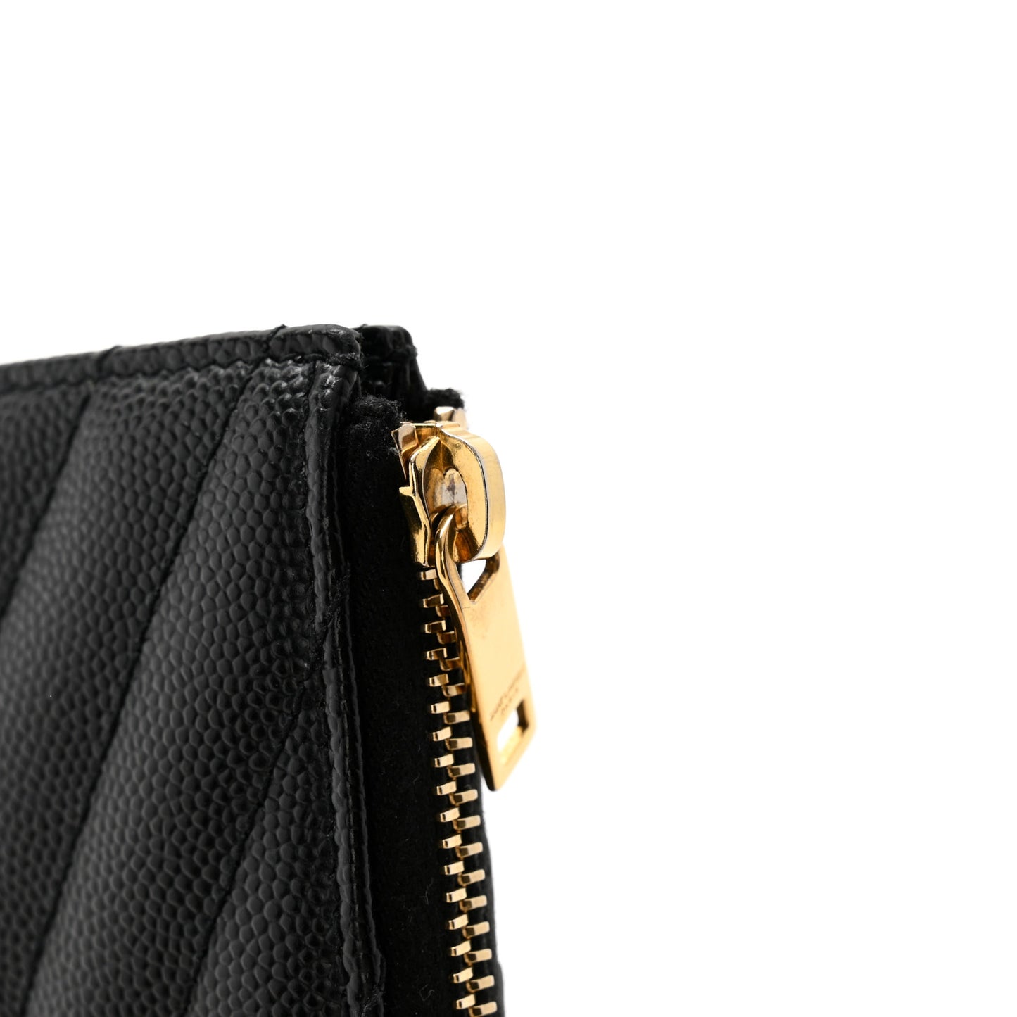 Grain De Poudre Matelasse Chevron Monogram Fragments Zippered Card Case Black