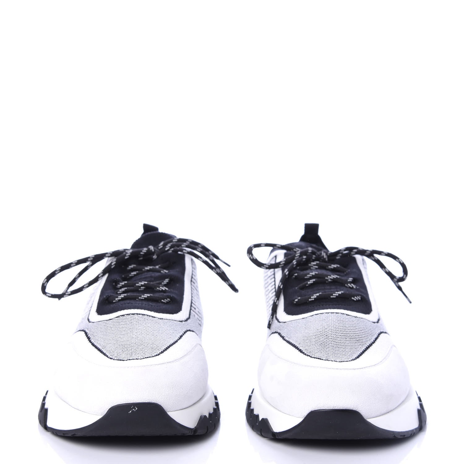 Hermes Knit Goatskin Mens Addict Sneakers 46 Black White 2 of 9