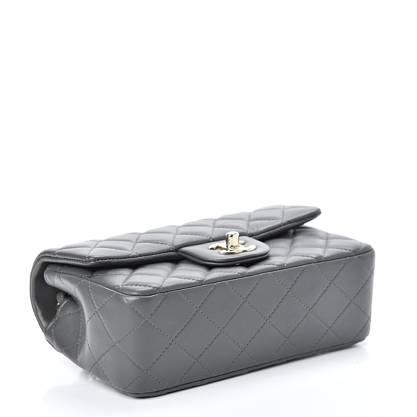 Lambskin Quilted Mini Rectangular Flap Grey