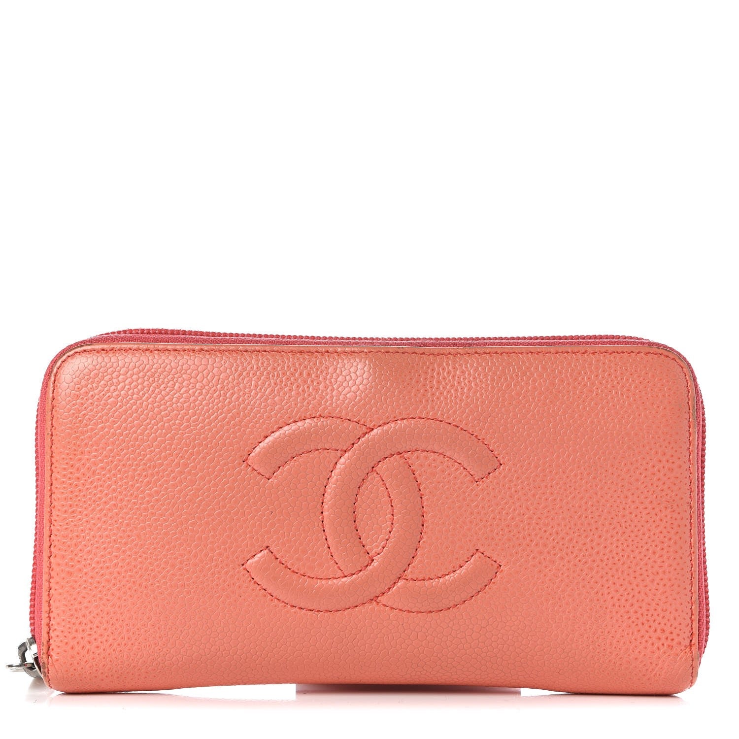 Chanel Caviar Timeless CC Large Gusset Zip Around Wallet Orange 1 of 16