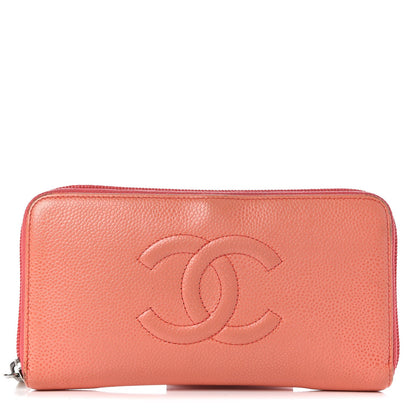 Chanel Caviar Timeless CC Large Gusset Zip Around Wallet Orange 1 of 16