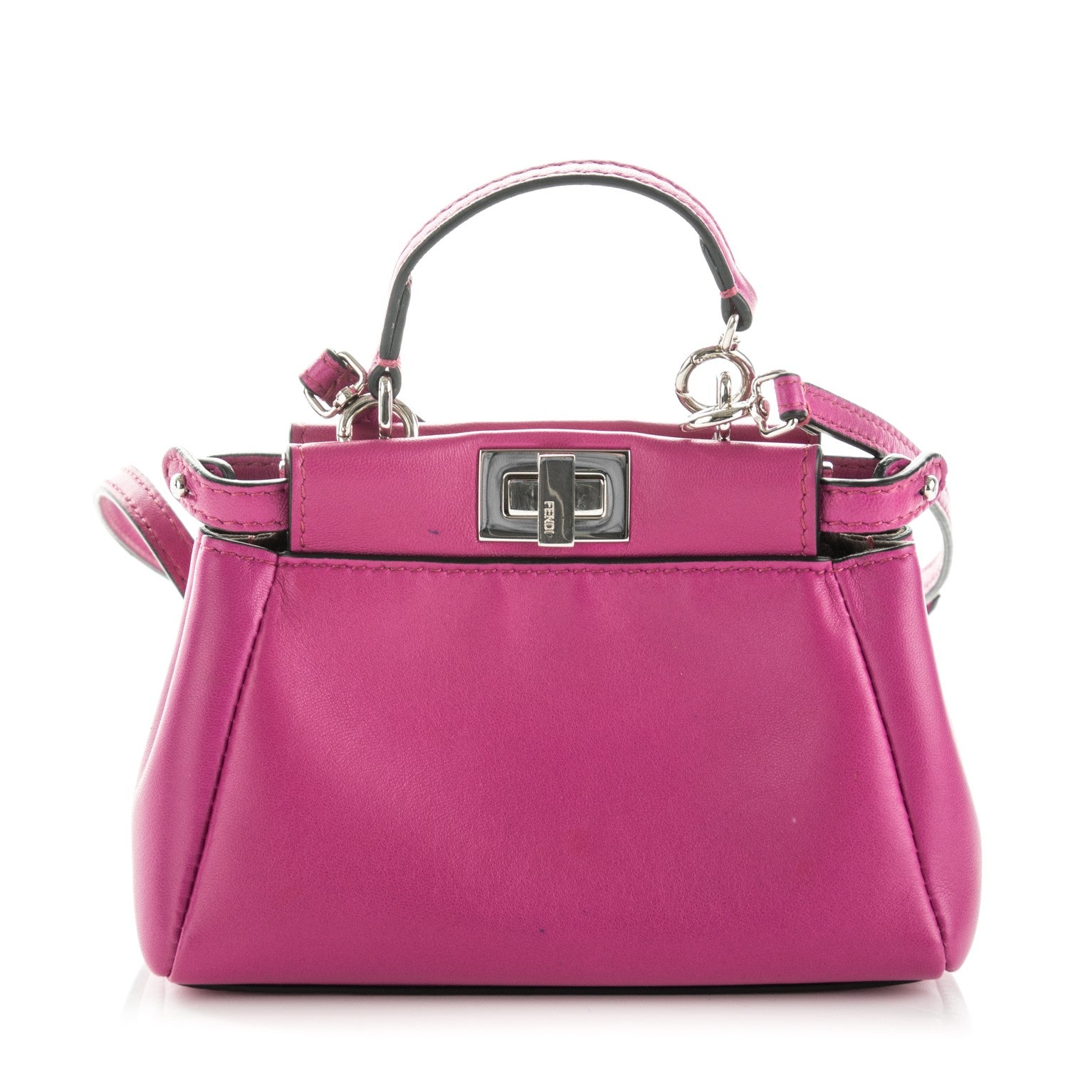 Fendi Nappa Micro Peekaboo Iconic Satchel Magenta 1 of 10