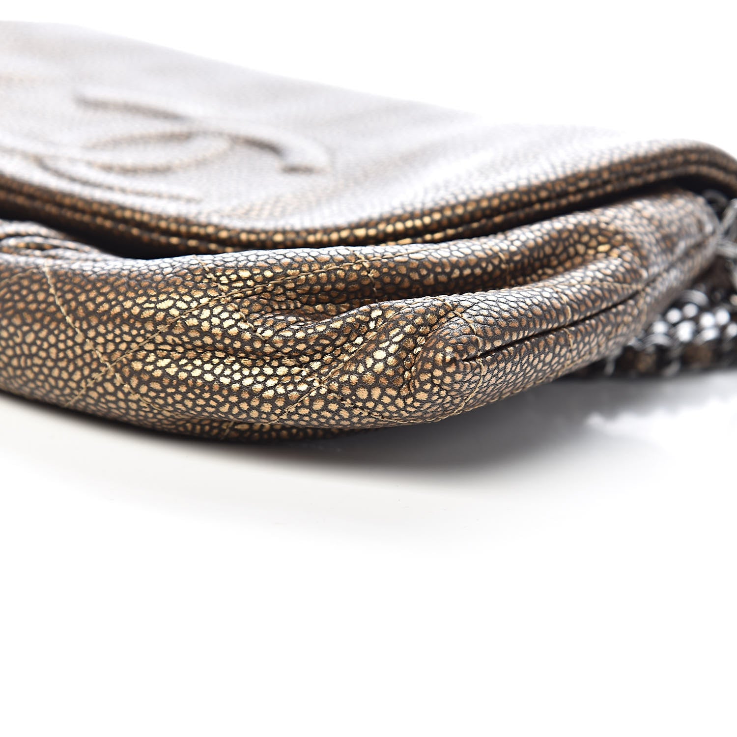Chanel Metallic Caviar Half Moon Wallet On Chain WOC Bronze 11 of 13
