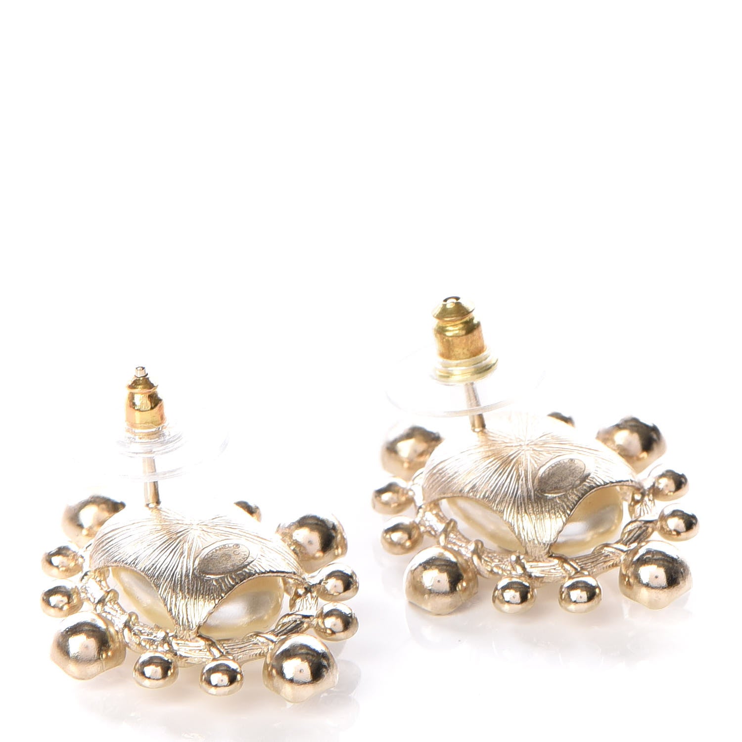 Chanel Crystal Pearl CC Round Earrings Gold 3 of 5