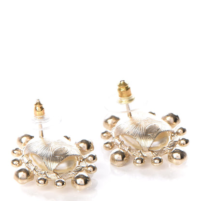 Chanel Crystal Pearl CC Round Earrings Gold 3 of 5