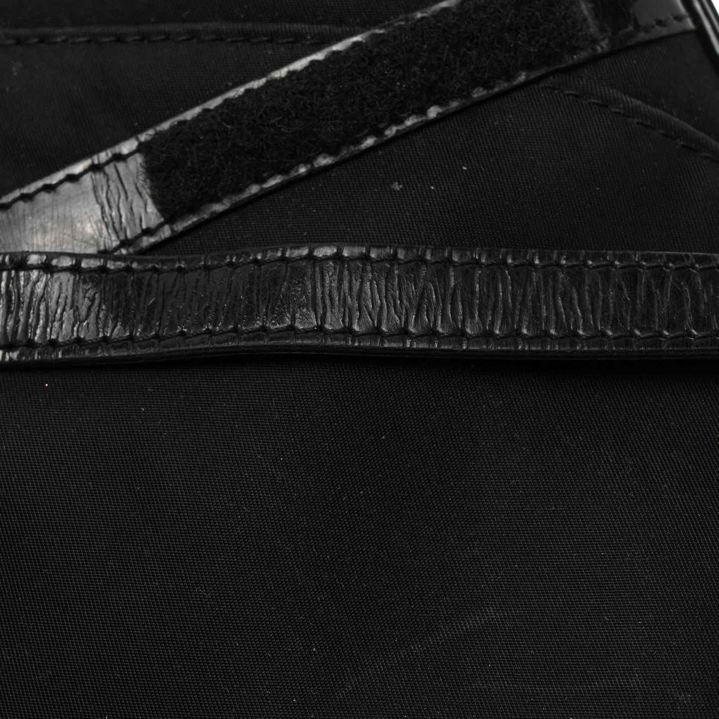 Canvas Patent Calfskin Saddle Bag Black
