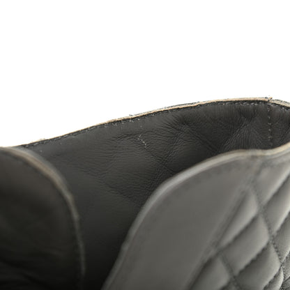 Chanel Shiny Lambskin Quilted Lace Up Combat Boots 36 Grey Black 13 of 13