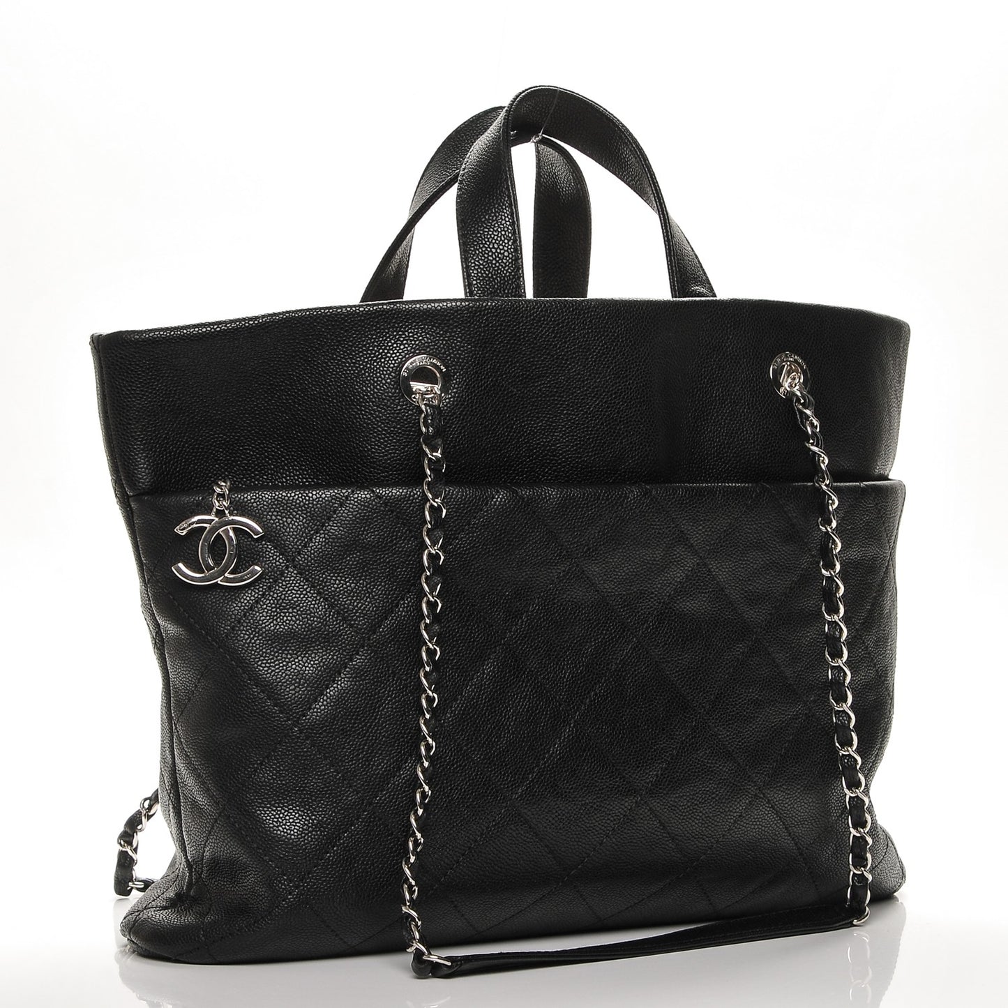 Caviar Quilted Large CC Tote Black